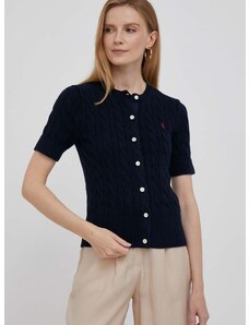 Bavlněný kardigan Polo Ralph Lauren tmavomodrá barva, lehký