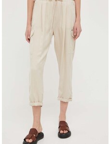 Kalhoty Pepe Jeans JYNX dámské, béžová barva, kapsáče, medium waist