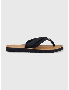 Žabky Tommy Hilfiger TH ELEVATED BEACH SANDAL dámské, tmavomodrá barva, na plochém podpatku, FW0FW06985