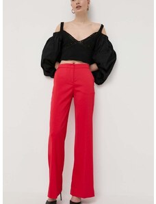 Kalhoty Pinko dámské, červená barva, jednoduché, high waist