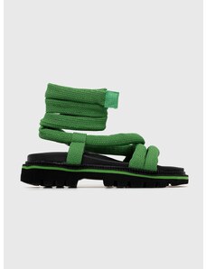 Sandály Tommy Jeans CHUNKY SANDAL dámské, zelená barva, na platformě, EN0EN02073