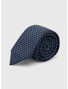 Hedvábná kravata BOSS tmavomodrá barva