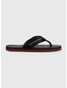 Žabky Tommy Hilfiger MASSAGE FOOTBED BEACH SANDAL pánské, černá barva, FM0FM04474