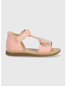 Dětské kožené sandály Shoo Pom růžová barva
