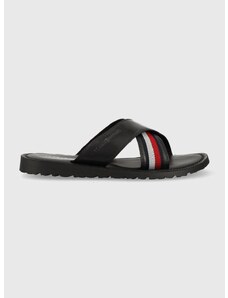 Pantofle Tommy Hilfiger HILFIGER CRISS CROSS SANDAL pánské, černá barva, FM0FM04457