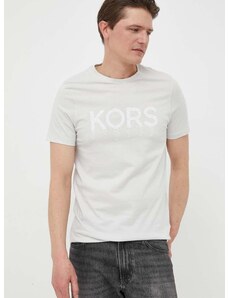 Bavlněné tričko Michael Kors šedá barva, s aplikací