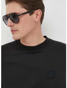 Bavlněné tričko BOSS černá barva, s aplikací