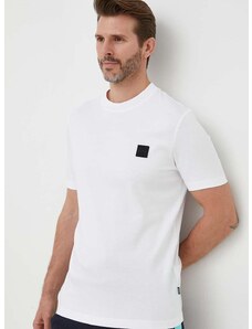 Bavlněné tričko BOSS bílá barva, s aplikací