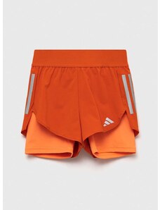 Dětské kraťasy adidas G RUN 2in1 SHO oranžová barva, s potiskem, nastavitelný pas