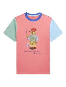 Dětské bavlněné tričko Polo Ralph Lauren růžová barva, s potiskem