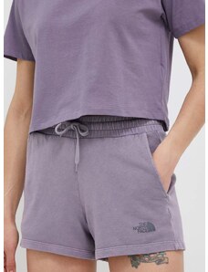 Bavlněné šortky The North Face fialová barva, hladké, high waist