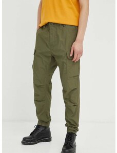 Bavlněné kalhoty G-Star Raw zelená barva, jednoduché