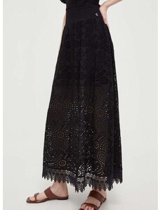 Bavlněná sukně Guess černá barva, maxi, áčková