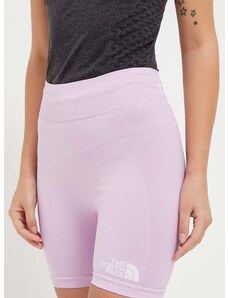 Sportovní šortky The North Face dámské, růžová barva, hladké, high waist
