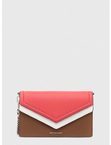 Kožená kabelka MICHAEL Michael Kors Jet Set růžová barva