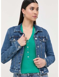Džínová bunda Guess dámská, tmavomodrá barva, přechodná