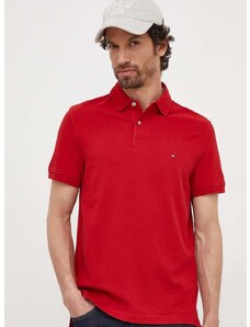 Polo tričko Tommy Hilfiger červená barva, MW0MW17770