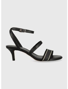 Sandály Tommy Hilfiger WEBBING MID HEEL černá barva, FW0FW07276