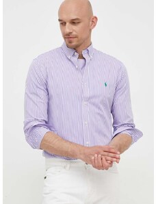 Košile Polo Ralph Lauren pánská, fialová barva, slim, s límečkem button-down