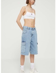 Džínové šortky Tommy Jeans dámské, s aplikací, high waist