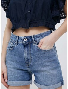 Džínové šortky Pepe Jeans Mary dámské, hladké, high waist