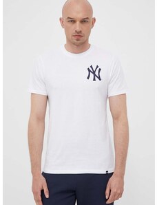 Bavlněné tričko 47brand MLB New York Yankees bílá barva, s potiskem