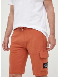 Bavlněné šortky Calvin Klein Jeans oranžová barva