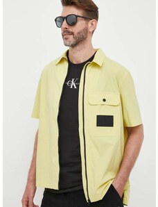 Košile Calvin Klein Jeans pánská, žlutá barva, regular, s klasickým límcem