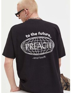 Bavlněné tričko Preach černá barva, s potiskem