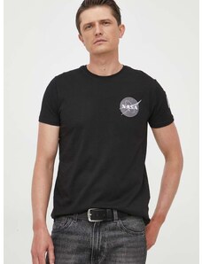 Bavlněné tričko Alpha Industries Space Shuttle T černá barva, s potiskem, 176507.03