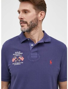 Bavlněné polo tričko Polo Ralph Lauren tmavomodrá barva