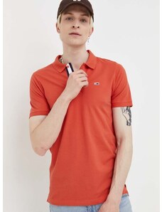 Bavlněné polo tričko Tommy Jeans oranžová barva