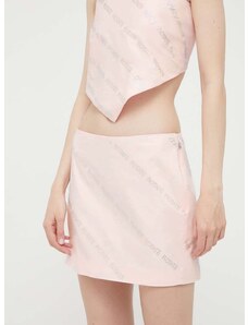Bavlněná sukně Rotate růžová barva, mini
