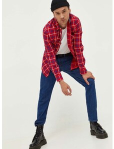 Košile Tommy Jeans červená barva, regular, s klasickým límcem