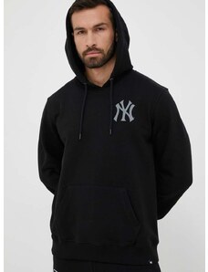 Mikina 47brand MLB New York Yankees pánská, černá barva, s kapucí, s potiskem
