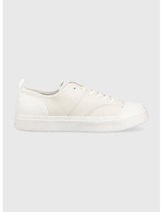 Kožené sneakers boty Calvin Klein LOW TOP LACE UP LTH bílá barva, HM0HM01045