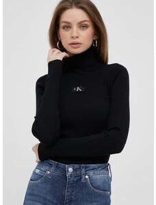 Svetr Calvin Klein Jeans dámský, černá barva, s golfem