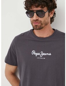 Bavlněné tričko Pepe Jeans Edward Tee šedá barva, s potiskem