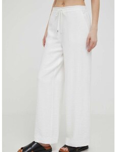 Kalhoty Dkny dámské, bílá barva, jednoduché, high waist