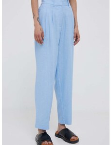 Plátěné kalhoty Dkny přiléhavé, high waist