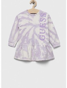 Dětské bavlněné šaty Guess fialová barva, mini