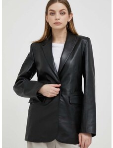 Kožené sako Calvin Klein černá barva