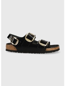 Kožené sandály Birkenstock Milano Big Buckle dámské, černá barva, 1024211