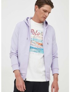 Mikina Polo Ralph Lauren pánská, fialová barva, s kapucí, hladká