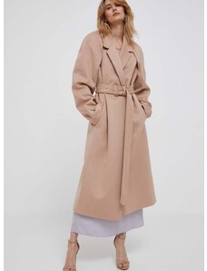 Vlněný kabát Calvin Klein přechodný, bez zapínání