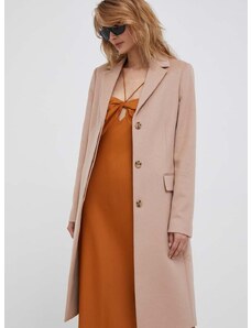 Vlněný kabát Calvin Klein růžová barva, přechodný