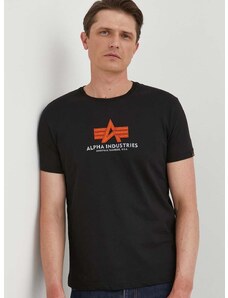 Bavlněné tričko Alpha Industries černá barva