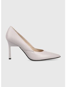 Kožené lodičky Calvin Klein GEO STILETTO PUMP 90 fialová barva, HW0HW01769