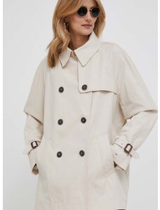 Kabát Tommy Hilfiger dámský, béžová barva, přechodný, dvouřadový