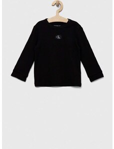 Dětské tričko s dlouhým rukávem Calvin Klein Jeans černá barva, s aplikací